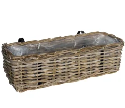 Van der Leeden Rattan-Balkonkorb, rechteckig, grau