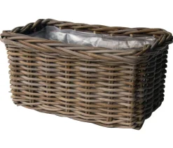 Van der Leeden Rattan-Pflanzkasten, graubraun