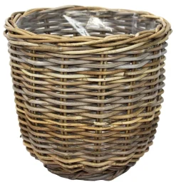 Van der Leeden Rattan-Pflanzkorb, grau-braun