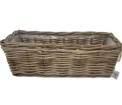 Van der Leeden Rattan-Pflanzkasten, graubraun