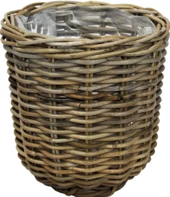 Van der Leeden Rattan-Pflanzkorb, grau-braun