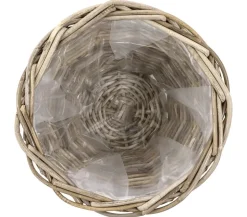 Van der Leeden Rattan-Topf, konisch, grau-braun