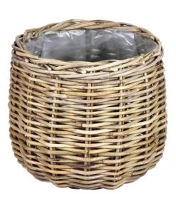 Van der Leeden Rattan-Topf, rund, grau